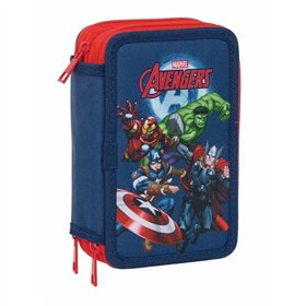 Triple Pencil Case The Avengers Navy Blue 12,5 x 19,5 x 5,5 cm 37 Pieces