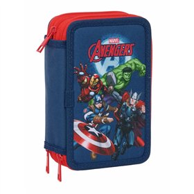Triple Pencil Case The Avengers Navy Blue 12,5 x 19,5 x 5,5 cm 37 Pieces