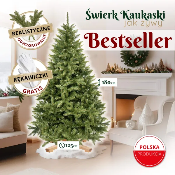 Artificial Christmas tree Premium Royal Trees, Caucasian fir, with wooden stand Springos CT0186 180 cm