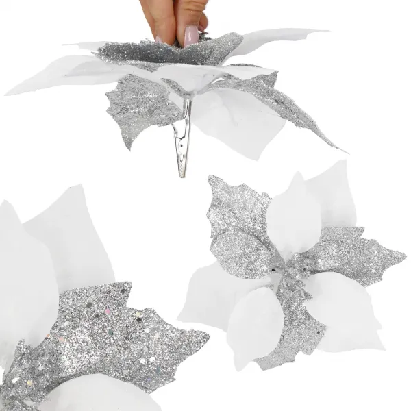 Artificial Bethlehem star Springos CA1235 white-silver