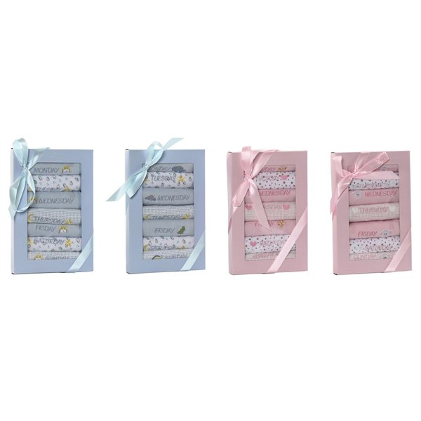 Bib Set Home ESPRIT Blue Pink Cotton 19 x 29 x 3 cm (4 Units)