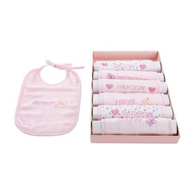 Bib Set Home ESPRIT Blue Pink Cotton 19 x 29 x 3 cm (4 Units)