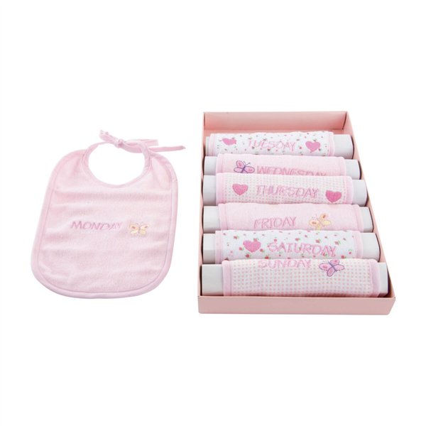 Bib Set Home ESPRIT Blue Pink Cotton 19 x 29 x 3 cm (4 Units)