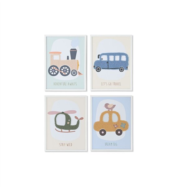 Painting Home ESPRIT Yellow Blue Canvas 30 x 1,8 x 40 cm (4 Units)