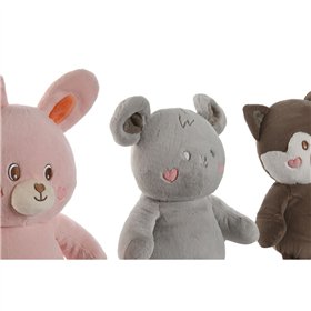 Fluffy toy Home ESPRIT Brown Grey Pink Polyester Animal 28 x 22 x 32 cm (4 Units)