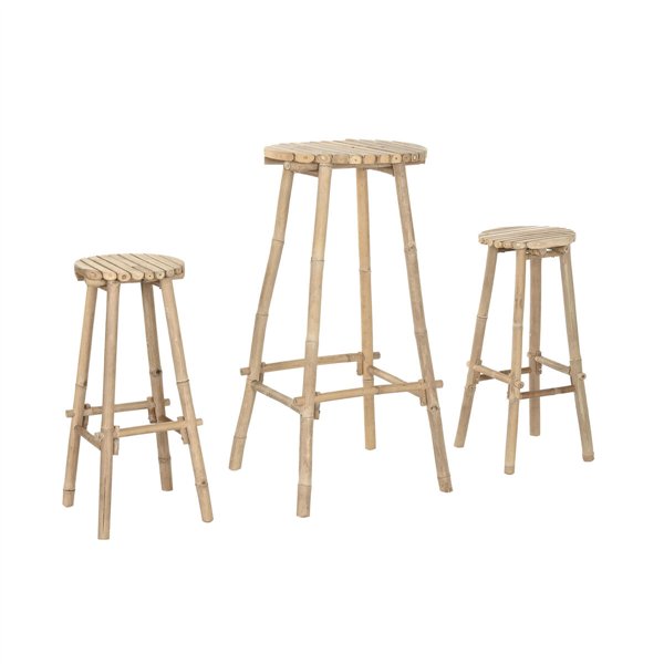 Table set with 2 chairs Home ESPRIT Bamboo 50 x 50 x 105 cm