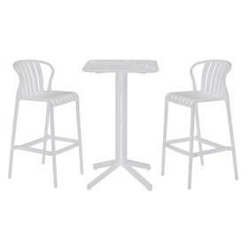 Table set with 2 chairs Home ESPRIT White Metal polypropylene 60 x 60 x 102 cm