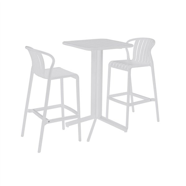 Table set with 2 chairs Home ESPRIT White Metal polypropylene 60 x 60 x 102 cm