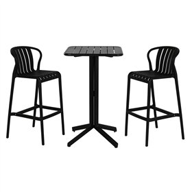 Table set with 2 chairs Home ESPRIT Black Metal polypropylene 60 x 60 x 102 cm