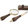 Magnifying glass Home ESPRIT Brass Mango wood 25 x 7 x 11 cm