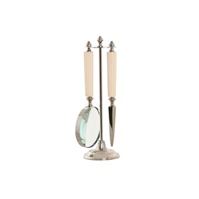Magnifying glass Home ESPRIT Crystal Steel Bone 8 x 8 x 30 cm