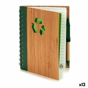 Spiral Notebook with Pen Pincello 1 x 18 x 14 cm Bamboo (12 Units)