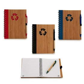 Spiral Notebook with Pen Pincello 1 x 18 x 14 cm Bamboo (12 Units)