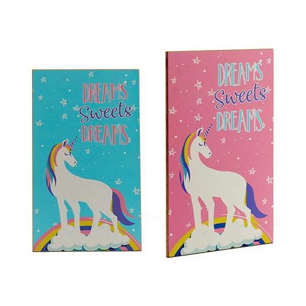 Decorative altarpiece Gift Decor 1 x 40 x 24 cm Wood Unicorn (24 Units)