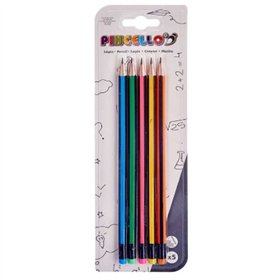 Pencil Set Pincello Yellow Blue Green Multicolour Orange Pink Stripes (12 Units)