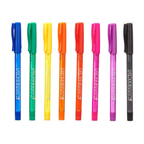 Set of Biros Pincello Yellow Blue Black Red Green Multicolour Orange Pink Violet (12 Units)