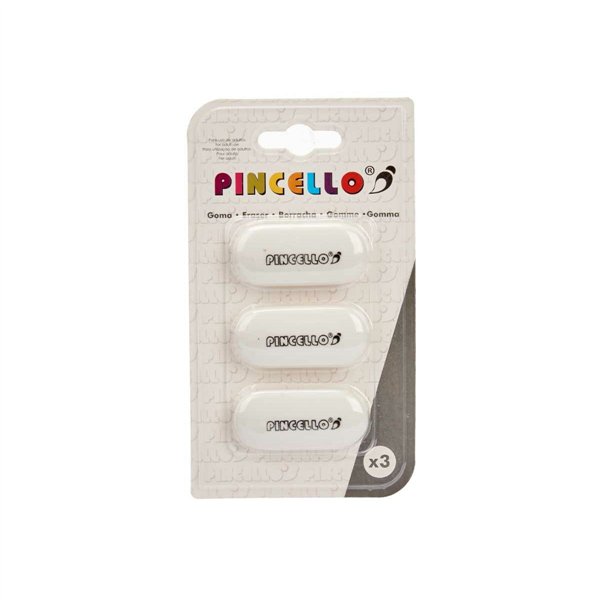 Eraser Set Pincello White 9 x 16 x 1 cm (12 Units)
