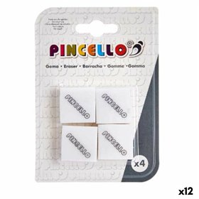 Eraser Set Pincello White 9,5 x 13,5 x 2 cm (12 Units)
