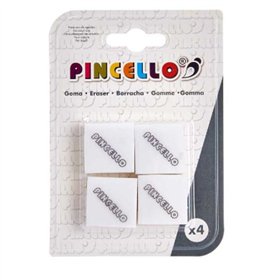 Eraser Set Pincello White 9,5 x 13,5 x 2 cm (12 Units)
