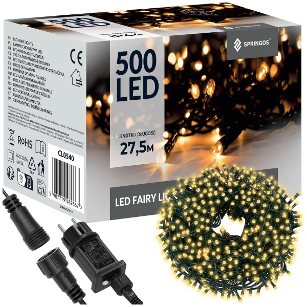 Christmas Lights Springos CL0540 500 LED, Warm White, 27.5 m, 8 Lighting Functions