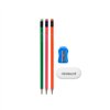 Pencil Set Pincello Blue Red Green Orange Pencil Sharpener Eraser (12 Units)