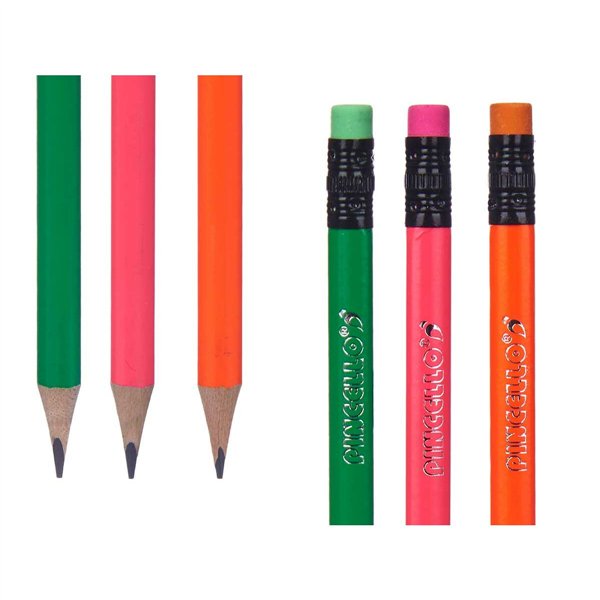 Pencil Set Pincello Blue Red Green Orange Pencil Sharpener Eraser (12 Units)