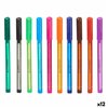 Set of Biros Pincello Blue Black Red Green Purple Multicolour Orange Violet Light Blue Dark green (12 Units)