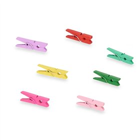 Clamps Pincello Multicolour Wood Small (24 Units)