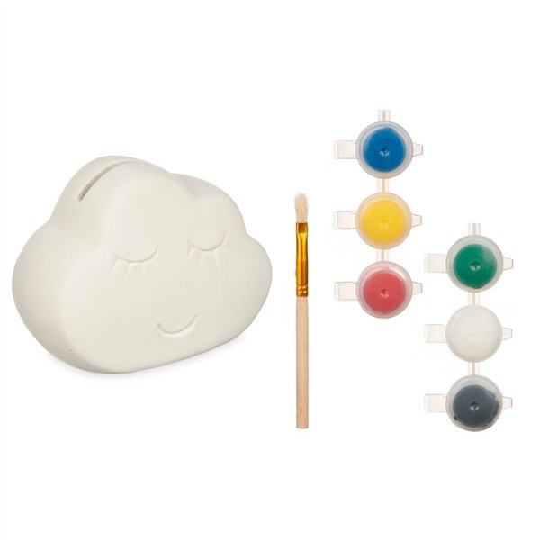 Paint Your Own Money Box Pincello White 12,3 x 9,4 x 9 cm 12 x 9,4 x 7 cm Clouds (12 Units)