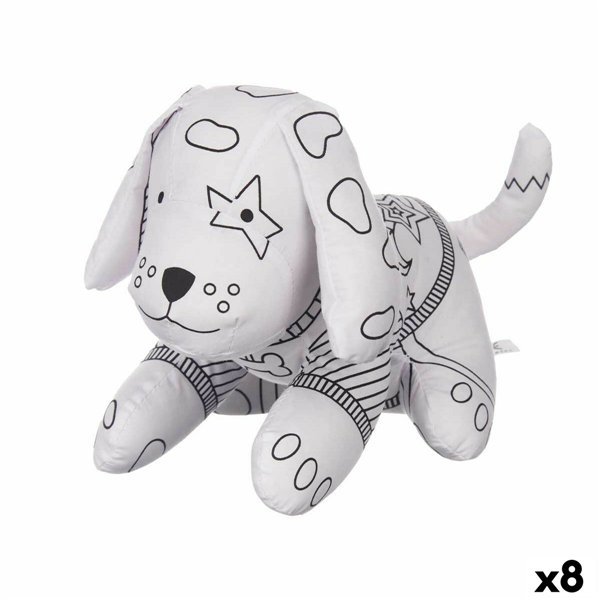 Colouring Plush Pincello White Black Cloth 13 x 14 x 20 cm Dog (8 Units)