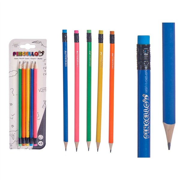 Pencil Set Pincello Yellow Blue Red Green Orange (12 Units)