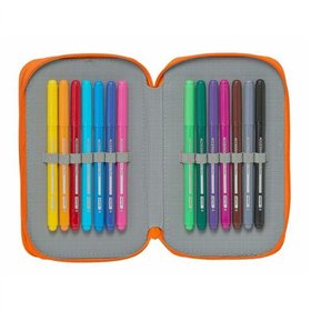 Double Pencil Case Valencia Basket M854 Blue Orange 12.5 x 19.5 x 4 cm (28 Pieces)
