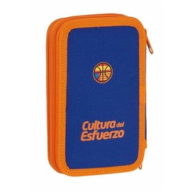Double Pencil Case Valencia Basket M854 Blue Orange 12.5 x 19.5 x 4 cm (28 Pieces)