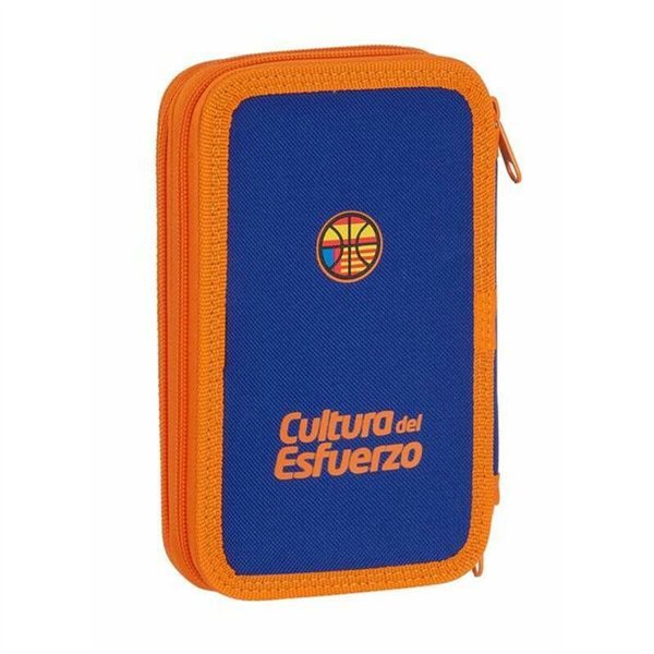 Double Pencil Case Valencia Basket M854 Blue Orange 12.5 x 19.5 x 4 cm (28 Pieces)