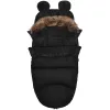 4-in-1 stroller sleeping bag, sleeping bag with fur sleigh Springos SB0046 96 cm black