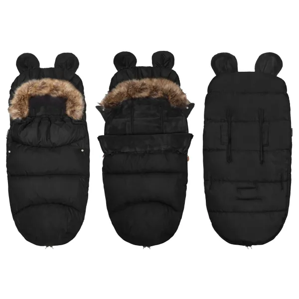 4-in-1 stroller sleeping bag, sleeping bag with fur sleigh Springos SB0046 96 cm black