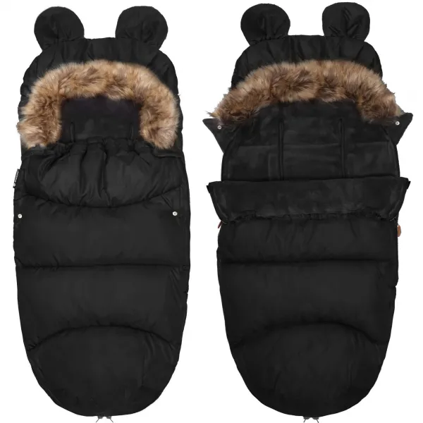 4-in-1 stroller sleeping bag, sleeping bag with fur sleigh Springos SB0046 96 cm black