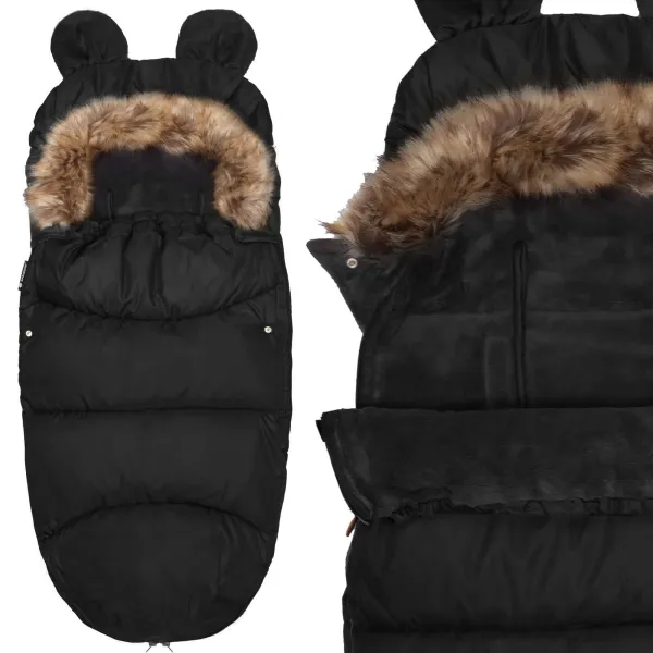 4-in-1 stroller sleeping bag, sleeping bag with fur sleigh Springos SB0046 96 cm black