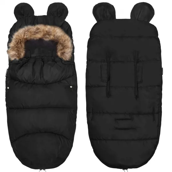 4-in-1 stroller sleeping bag, sleeping bag with fur sleigh Springos SB0046 96 cm black