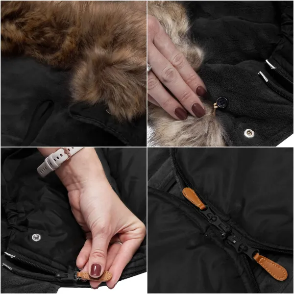 4-in-1 stroller sleeping bag, sleeping bag with fur sleigh Springos SB0046 96 cm black