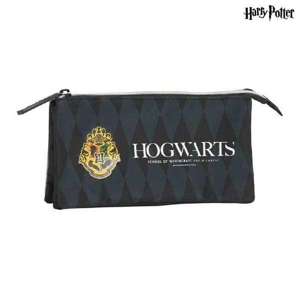 Holdall Harry Potter Hogwarts Triple Harry Potter Black Grey (22 x 12 x 3 cm) (22 x 3 x 12 cm)