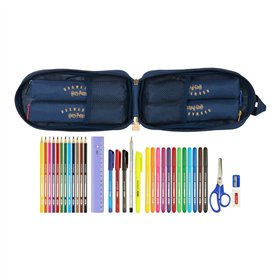 Backpack Pencil Case Harry Potter Magical Brown Navy Blue (12 x 23 x 5 cm) (33 Pieces)