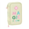 School Case with Accessories Glow Lab Magic flow Beige 12.5 x 19.5 x 4 cm (28 Pieces)