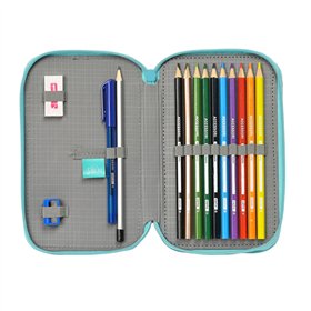Double Pencil Case The Bellies White Purple Turquoise 12.5 x 19.5 x 4 cm (28 Pieces)