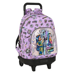 School Rucksack with Wheels Monster High Best boos Lilac 33 X 45 X 22 cm