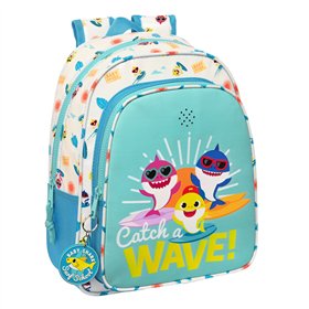 School Bag Baby Shark Surfing Blue White 27 x 33 x 10 cm