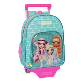School Rucksack with Wheels Rainbow High Paradise Turquoise 28 x 34 x 10 cm
