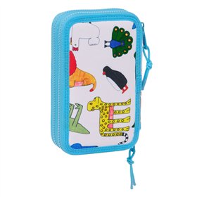 Double Pencil Case Algo de Jaime White 12.5 x 19.5 x 4 cm (28 Pieces)
