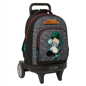 School Rucksack with Wheels My Hero Academia Black 33 x 45 x 22 cm