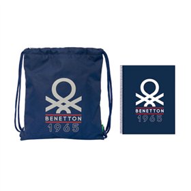 Stationery Set Benetton Varsity Grey Navy Blue 2 Pieces